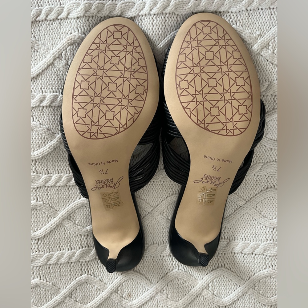 New! Jewel Badgley Mischka Black Heeled Slide Sandals Women’s Size 7.5 - Picture 7 of 14